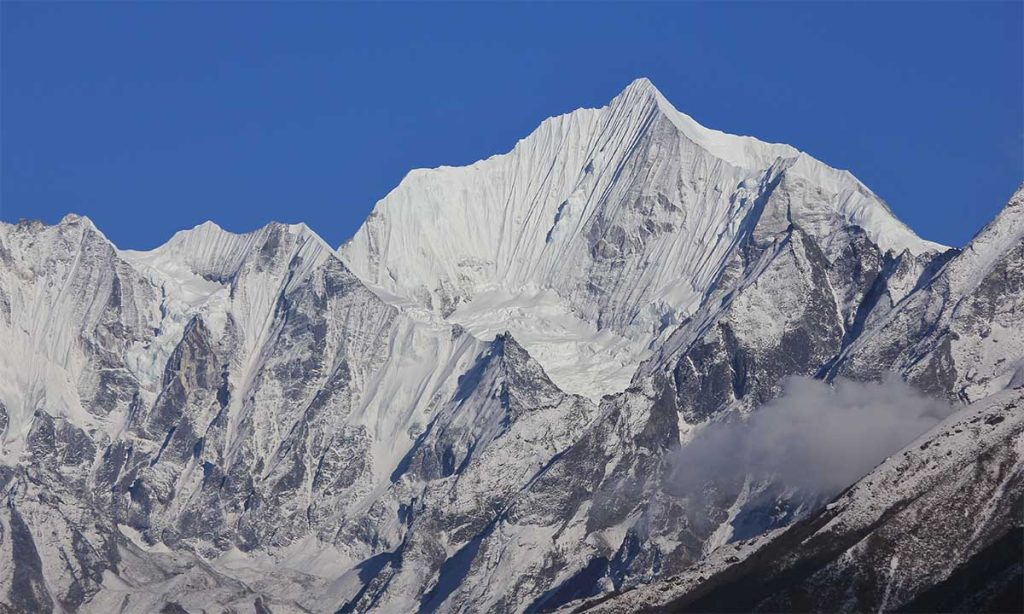 Snow Capped Langtang Liruung in autumn, standing at 7,227 meters