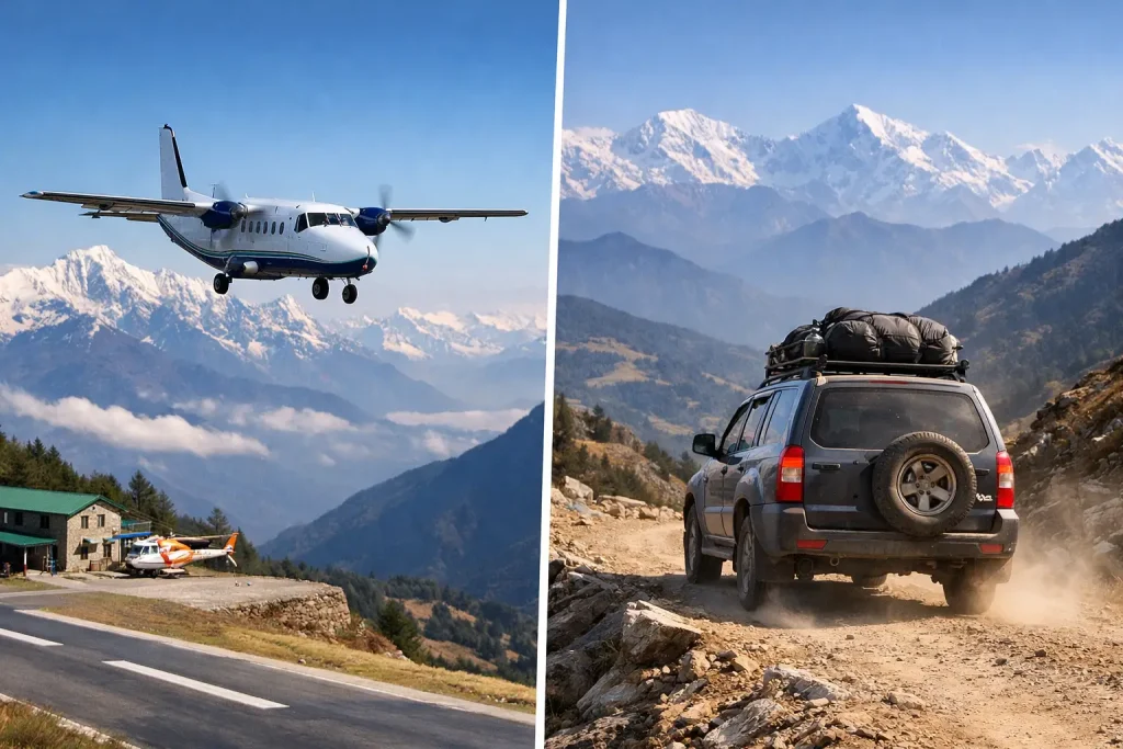 Flight vs Road Access Comparison Pikey Peak